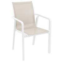 Pacific 5 Piece Dining Set with Extension Table and Sling Arm Chairs White Frame Taupe Sling ISP0231S-WHI-DVR - 1