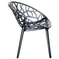 Crystal Polycarbonate Modern Dining Chair Transparent Black ISP052-TBLA - 1
