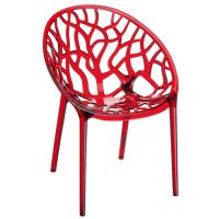 Crystal Polycarbonate Modern Dining Chair Transparent Red ISP052-TRED