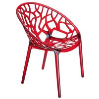 Crystal Polycarbonate Modern Dining Chair Transparent Red ISP052-TRED - 1
