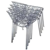 Crystal Polycarbonate Modern Dining Chair Transparent Black ISP052-TBLA - 3
