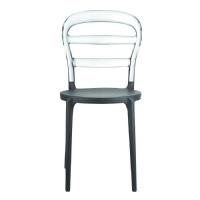 Miss Bibi Chair Dark Gray with Transparent Back ISP055-DGR-TCL - 2