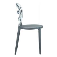 Miss Bibi Chair Dark Gray with Transparent Back ISP055-DGR-TCL - 3