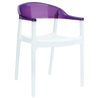 Carmen Dining Armchair White with Transparent Violet Back ISP059-WHI-TVIO
