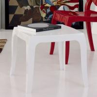 Queen Polycarbonate Square side Table Glossy White ISP065-GWHI - 2