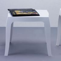 Queen Polycarbonate Square side Table Glossy White ISP065-GWHI - 3