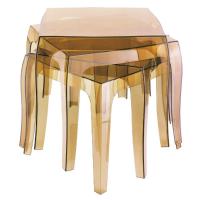 Queen Polycarbonate Square side Table Transparent Amber ISP065-TAMB - 4
