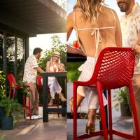 Air Resin Outdoor Bar Chair Red ISP068-RED - 4