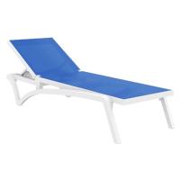 Pacific Sling Chaise Lounge White - Blue ISP089-WHI-BLU