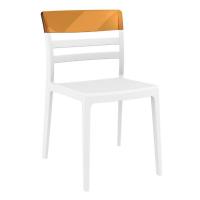 Moon Dining Chair White with Transparent Amber ISP090-WHI-TAMB