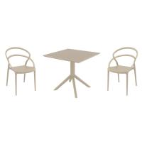 Pia Dining Set with Sky 31" Square Table Taupe ISP1067S-DVR