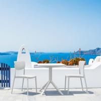 Lucy Outdoor Bistro Set 3 Piece with 24 inch Table Top White ISP1291S-WHI