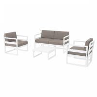 Mykonos 4 Person Lounge Set White with Taupe Cushion ISP132-WHI-CTA - 1