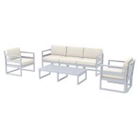 Mykonos 5 Person Lounge Set Silver Gray with Natural Cushion ISP133-SIL-CNA
