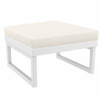 Mykonos Square Ottoman White with Natural Cushion ISP137F-WHI-CNA
