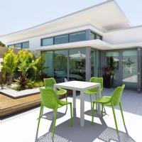 Air Mix Square Dining Set with White Table and 4 Tropical Green Chairs ISP1644S-WHI-TRG