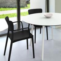 Lisa Patio Dining Set with Black Chairs and White Maya Round Table 47 inch ISP6751S-WHI-BLA - 1