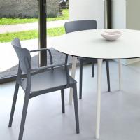 Lisa Patio Dining Set with Dark Gray Chairs and White Maya Round Table 47 inch ISP6751S-WHI-DGR - 1