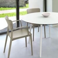Lisa Patio Dining Set with Taupe Chairs and White Maya Round Table 47 inch ISP6751S-WHI-DVR - 1