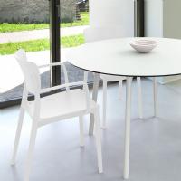Lisa Patio Dining Set with White Chairs and White Maya Round Table 47 inch ISP6751S-WHI-WHI - 1