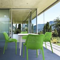 Air Maya Square Dining Set with White Table and 4 Tropical Green Chairs ISP6851S-WHI-TRG