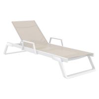 Tropic Arm Sling Chaise Lounge White Frame Taupe Sling ISP708A-WHI-DVR