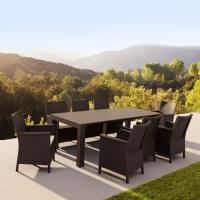 Vegas Outdoor Dining Table Extendable from 70 to 86 inch Rattan Gray ISP774-DG - 10