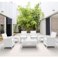 California Wickerlook Resin Patio Seating Set 7 Piece White ISP8062S-WH