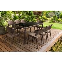 Daytona Glass Top Rectangle Dining Set 9 Piece with Brown ISP8185S-BR - 3