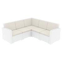 Monaco Wickerlook Corner Sectional 5 Piece with Cushion White ISP834-WH