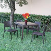 Miami Wickerlook Square Dining Set 5 Piece Brown ISP992S-BR
