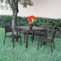 Miami Wickerlook Resin Patio Dining Set 5 Piece Rattan Gray with Side Chairs ISP992S-DG