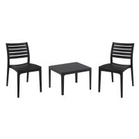 Ares Conversation Set with Sky 24" Side Table Black S009109-BLA