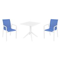 Pacific Dining Set with Sky 27" Square Table White and Blue S023108-WHI-BLU