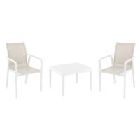 Pacific Balcony Set with Sky 24" Side Table White and Taupe S023109-WHI-DVR