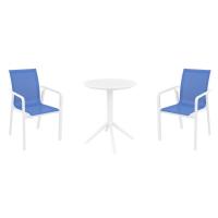 Pacific Bistro Set with Sky 24" Round Folding Table White and Blue S023121-WHI-BLU