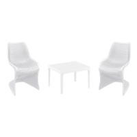 Bloom Conversation Set with Sky 24" Side Table White S048109-WHI