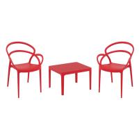 Mila Conversation Set with Sky 24" Side Table Red S085109-RED