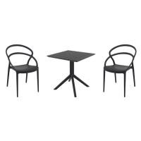 Pia Dining Set with Sky 27" Square Table Black S086108-BLA