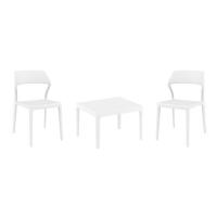 Snow Conversation Set with Sky 24" Side Table White S092109-WHI