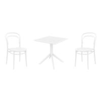 Marie Dining Set with Sky 27" Square Table White S251108-WHI