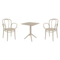 Victor XL Bistro Set with Sky 24" Square Folding Table Taupe S253114-DVR