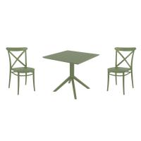 Cross Dining Set with Sky 31" Square Table Olive Green S254106-OLG