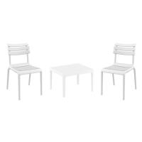 Helen Conversation Set with Sky 24" Side Table White S284109-WHI