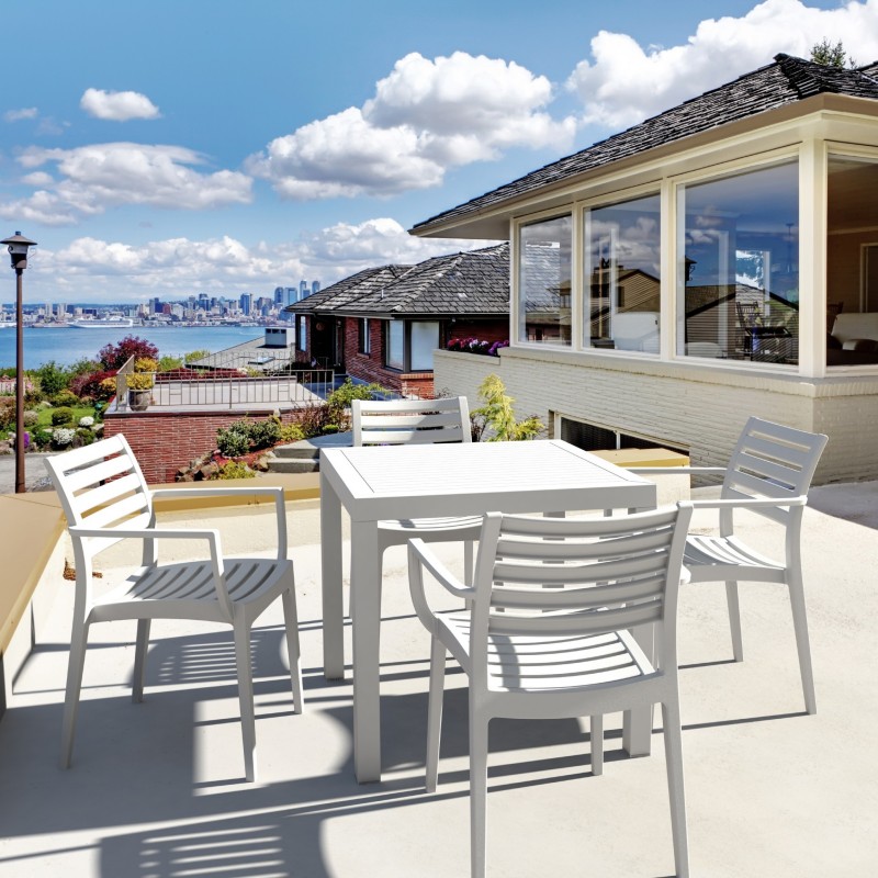 Compamia Artemis Resin Square Outdoor Dining Set 5 Piece With Arm Artemis Resin Square Outdoor Dining Set 5 Piece With Arm Chairs Isp1642s