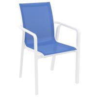 Pacific 5 Piece Dining Set with Extension Table and Sling Arm Chairs White Frame Blue Sling ISP0231S-WHI-BLU - 1
