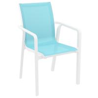 Pacific 5 Piece Dining Set with Extension Table and Sling Arm Chairs White Frame Turquoise Sling ISP0231S-WHI-TRQ - 1
