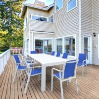 Pacific 11 Piece Dining Set with Extension Table and Sling Arm Chairs with White Frame Blue Sling ISP0232S-WHI-BLU