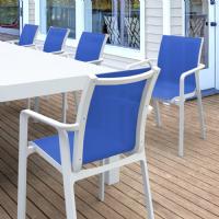 Pacific 11 Piece Dining Set with Extension Table and Sling Arm Chairs with White Frame Blue Sling ISP0232S-WHI-BLU - 1