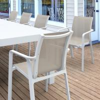 Pacific 11 Piece Dining Set with Extension Table and Sling Arm Chairs with White Frame Taupe Sling ISP0232S-WHI-DVR - 1